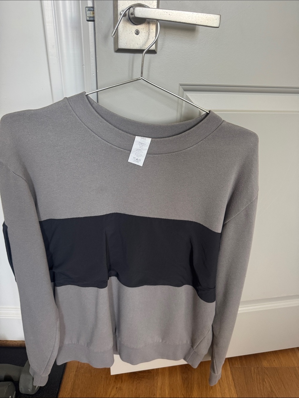 Also Gray Crewneck Sweatshirt with Black Stripe